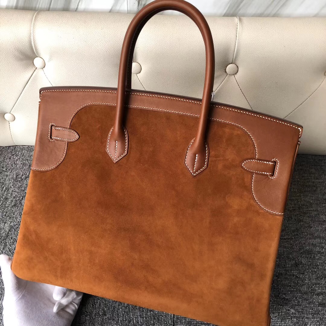 香港島中西區鉑金包 Hermes Birkin 35cm Boblis Suede Barenia Natural CK37 Gold