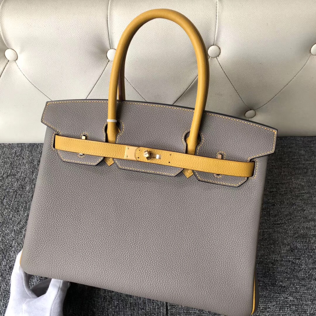 Hermes Birkin 30cm HSS togo M8瀝青灰Griss Asphalte 9D Amber琥珀黃 Y刻