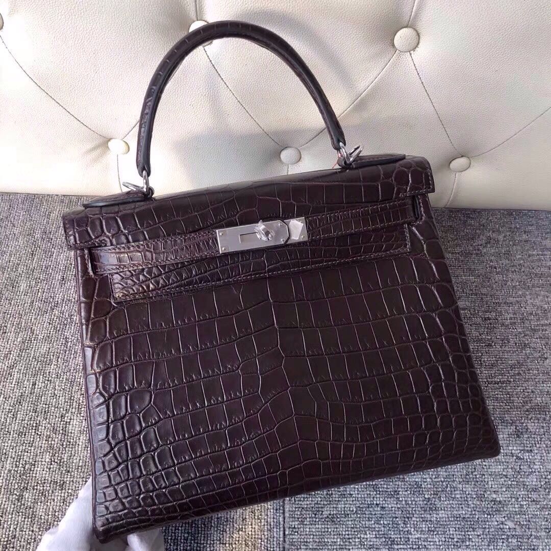 香港中西區 Hermes Kelly 28cm 4A 咖啡色 coffee 霧面兩點 尼羅鱷