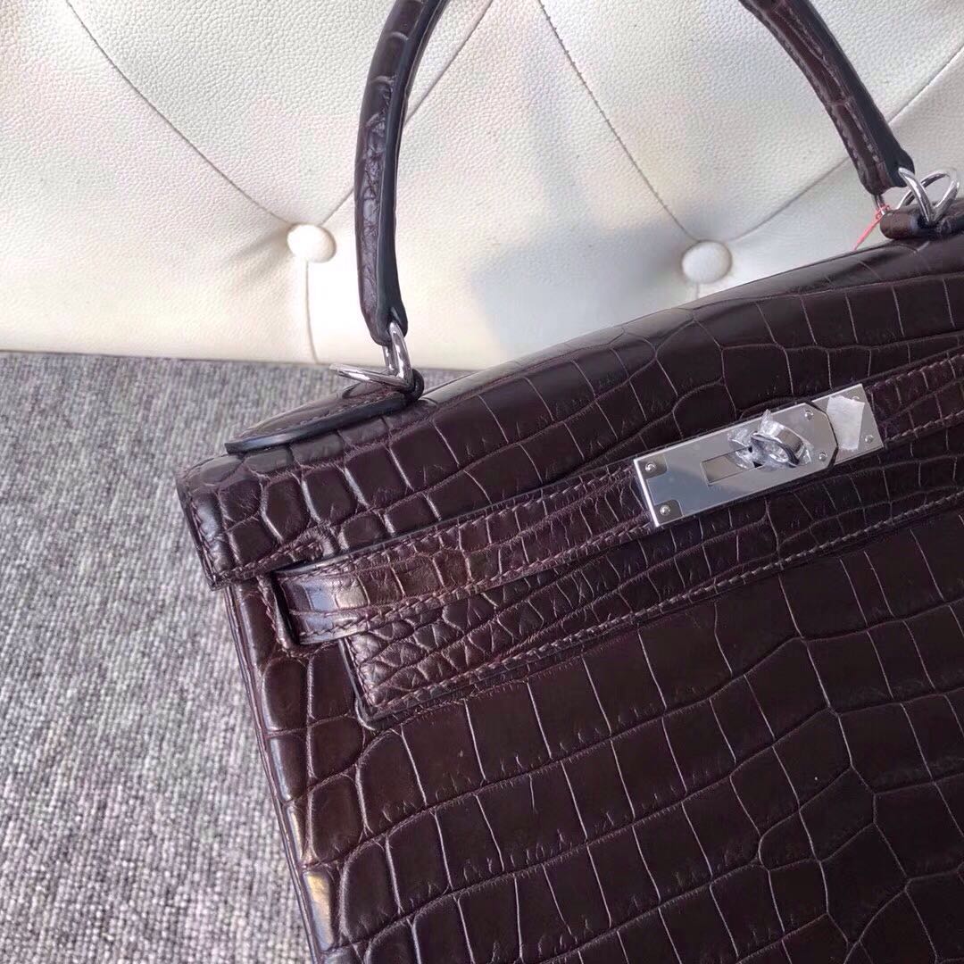 香港中西區 Hermes Kelly 28cm 4A 咖啡色 coffee 霧面兩點 尼羅鱷