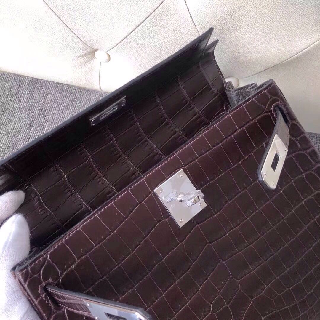 香港中西區 Hermes Kelly 28cm 4A 咖啡色 coffee 霧面兩點 尼羅鱷