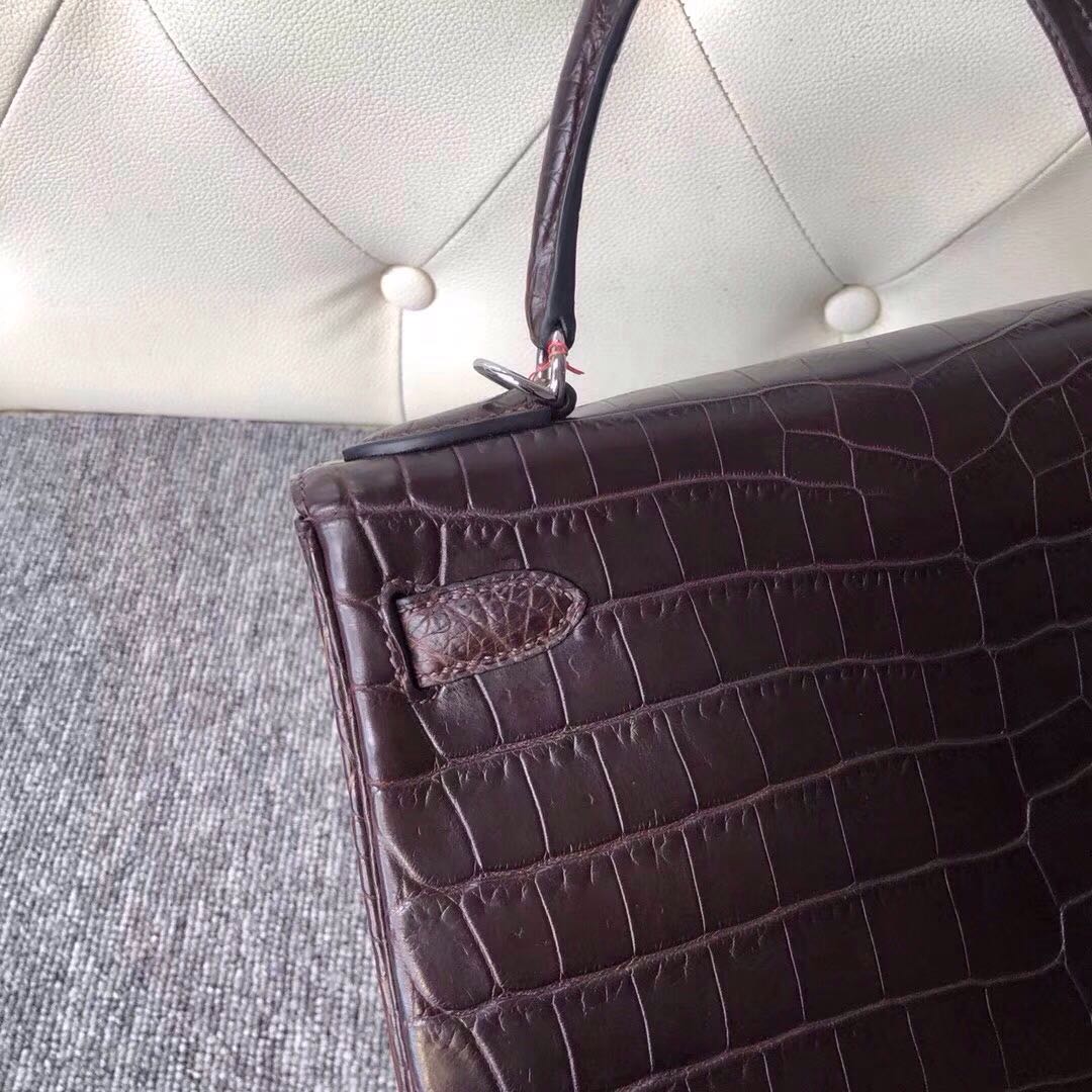 香港中西區 Hermes Kelly 28cm 4A 咖啡色 coffee 霧面兩點 尼羅鱷