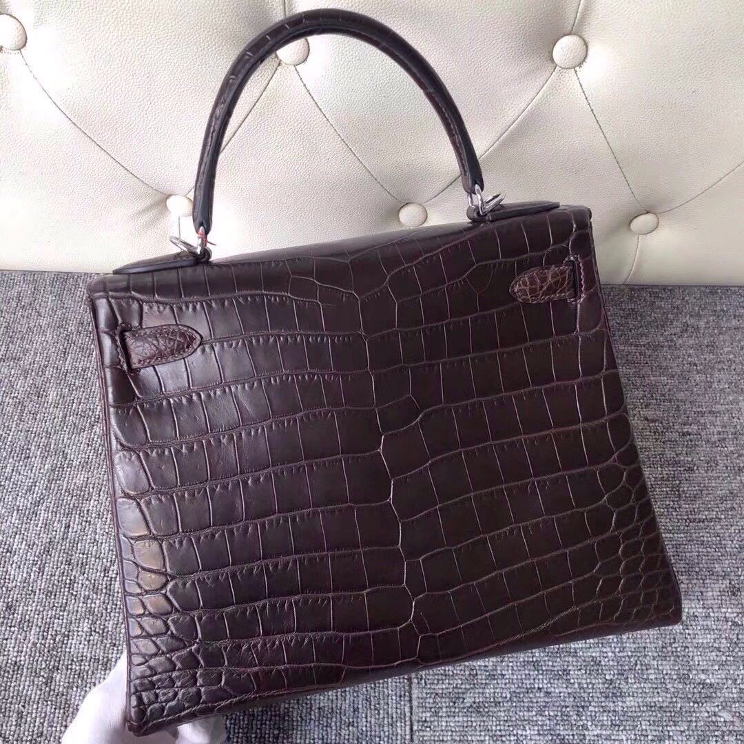 香港中西區 Hermes Kelly 28cm 4A 咖啡色 coffee 霧面兩點 尼羅鱷