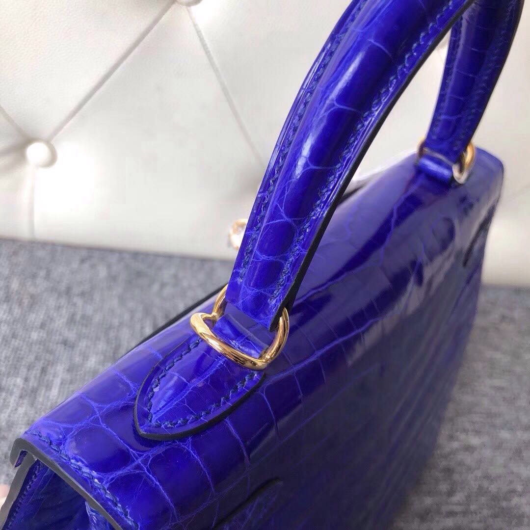 Taichung City Hermes Kelly 25cm 7T 電光藍 Blue eletric 金扣 拱珠鱷魚皮