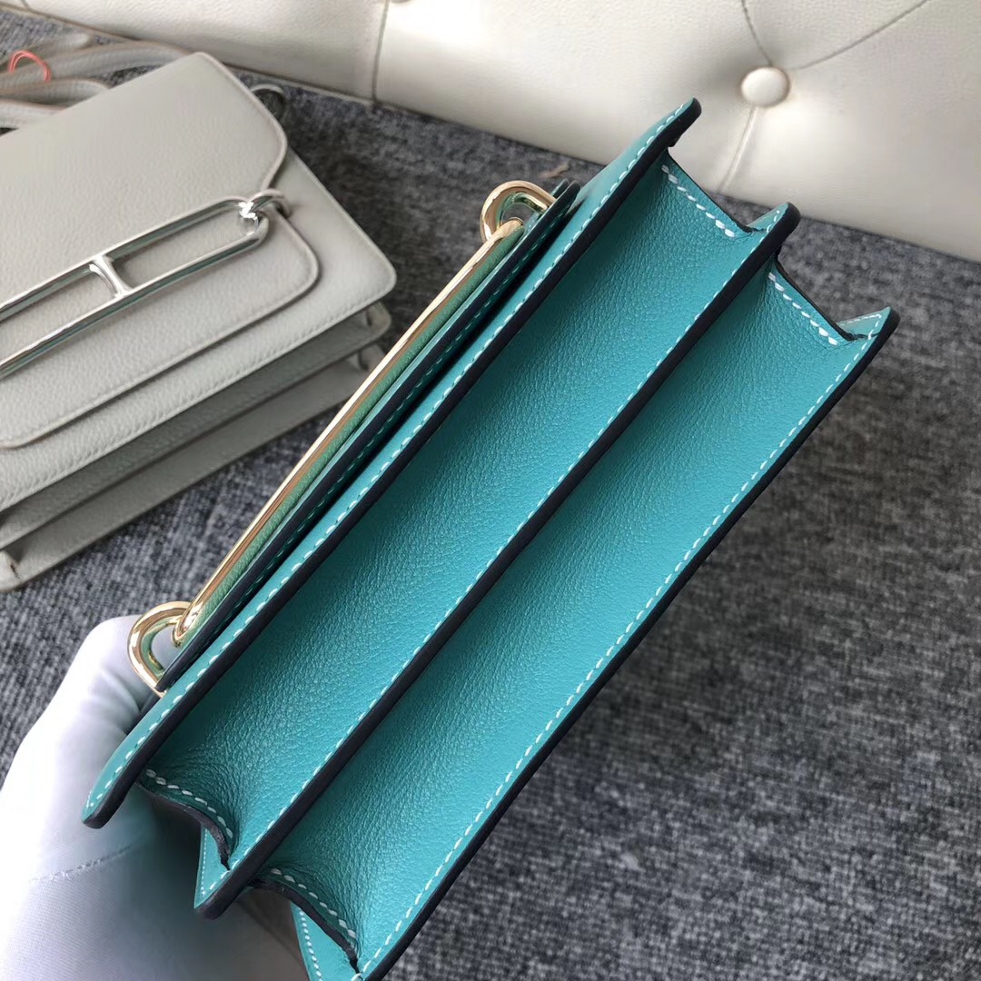 愛馬仕豬鼻子包包價格 Hermes Roulis 19cm Evercolor 7V Lagvw 湖水綠 湖水綠藍