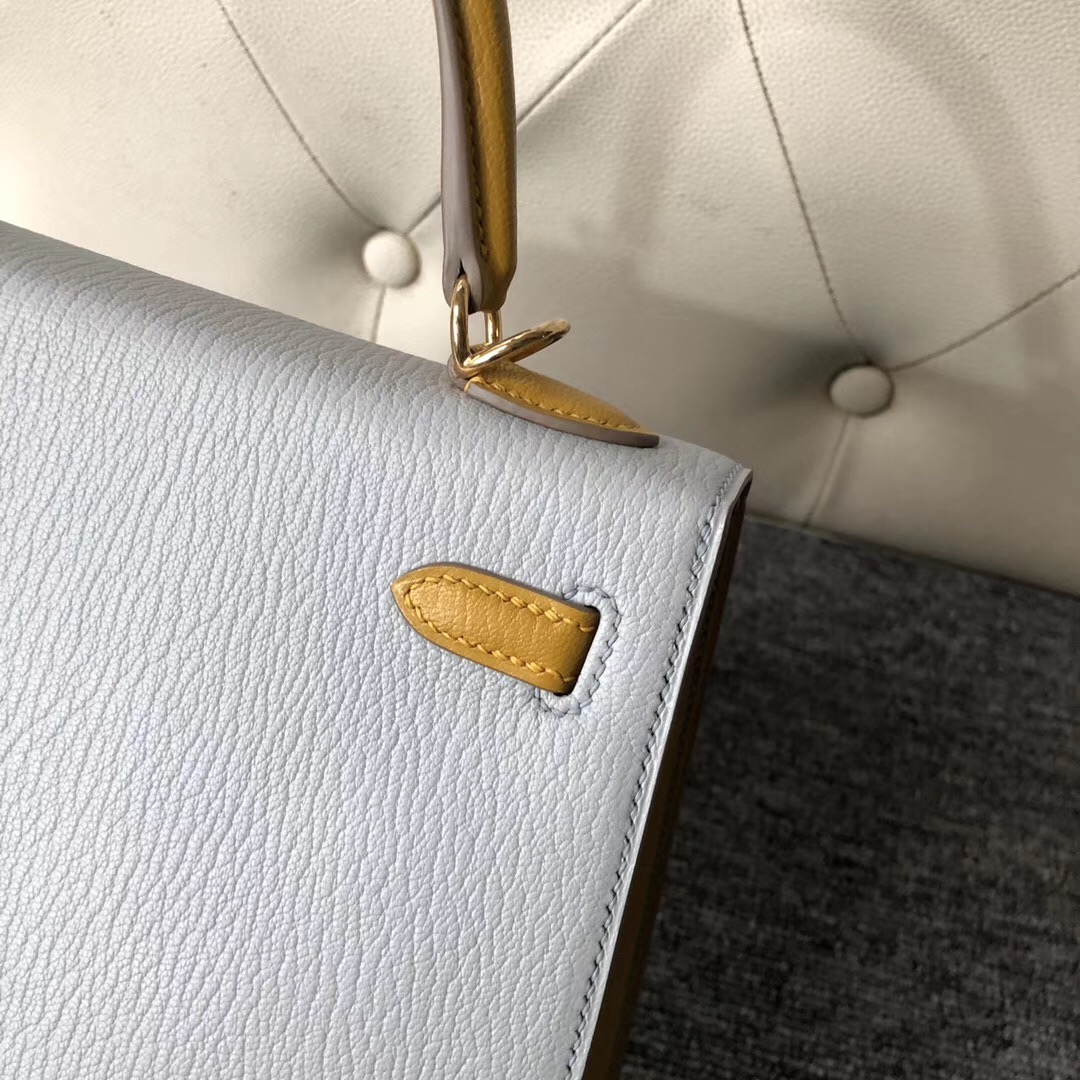 Hermes Kelly 25cm Hss Chevre CK80 Grey Pearl 珍珠灰 9D Amber 琥珀黃