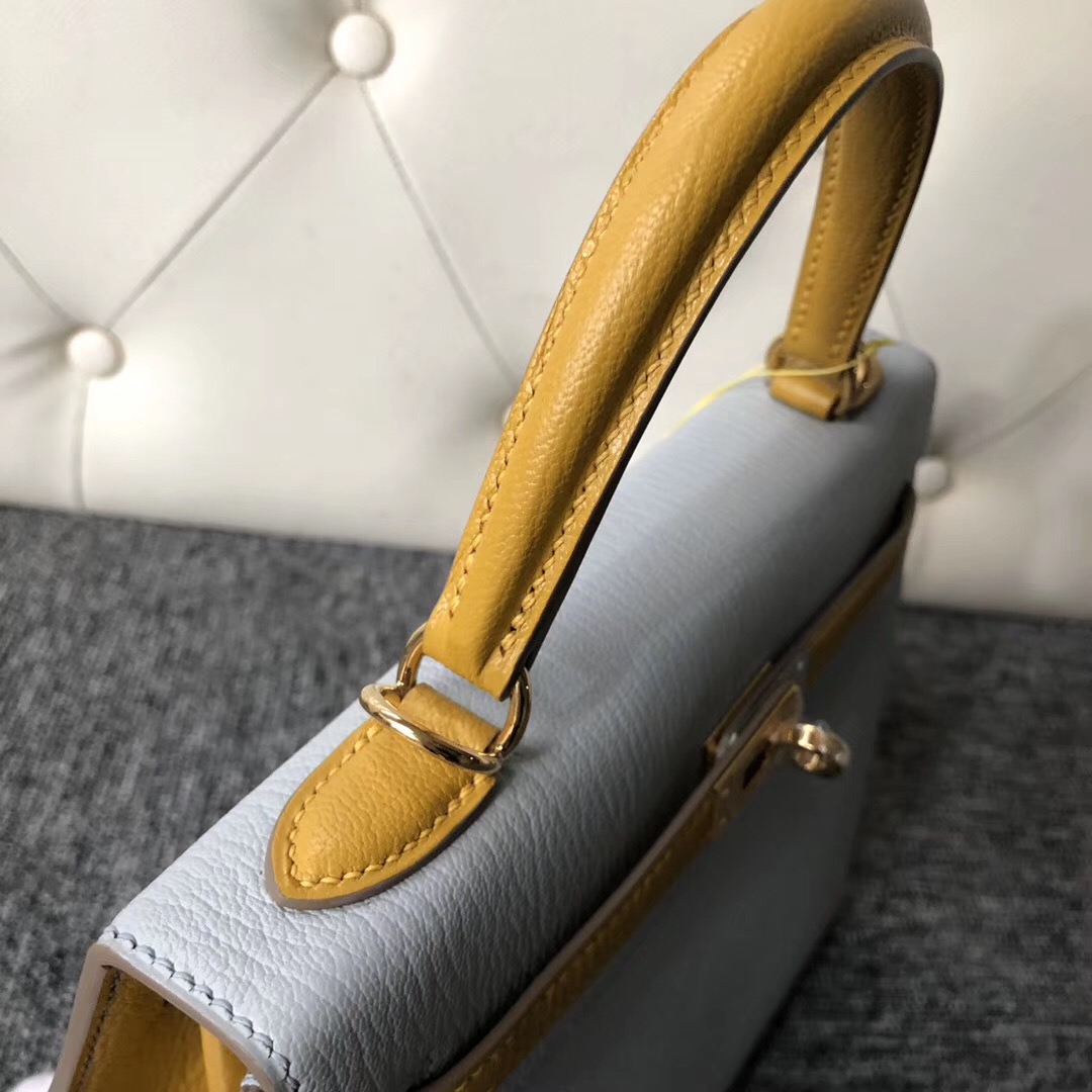 Hermes Kelly 25cm Hss Chevre CK80 Grey Pearl 珍珠灰 9D Amber 琥珀黃