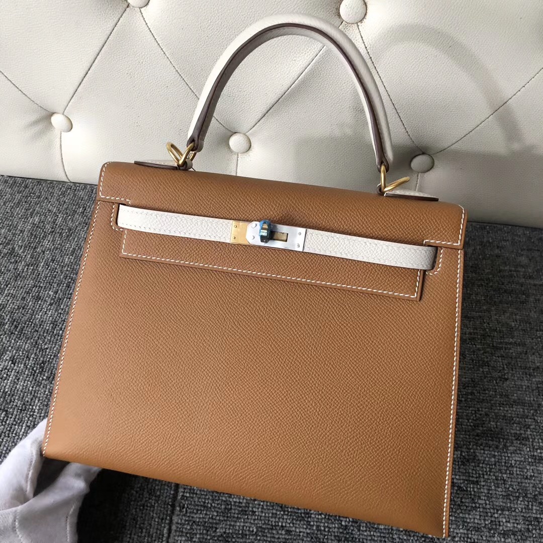 Hermes Kelly 25cm Hss Epsom CK37 Gold CK10 craie 拉絲金扣