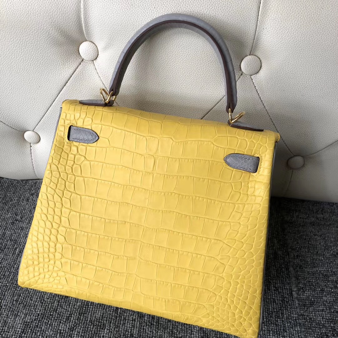 Taiwan Hermes Kelly 25cm Hss So 9R檸檬黃 lemon CK80 Pearl Grey 珍珠灰