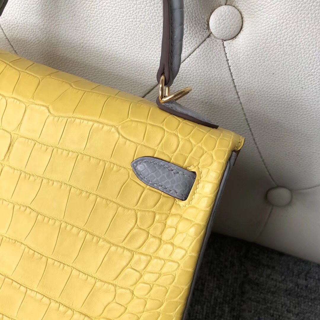 Taiwan Hermes Kelly 25cm Hss So 9R檸檬黃 lemon CK80 Pearl Grey 珍珠灰