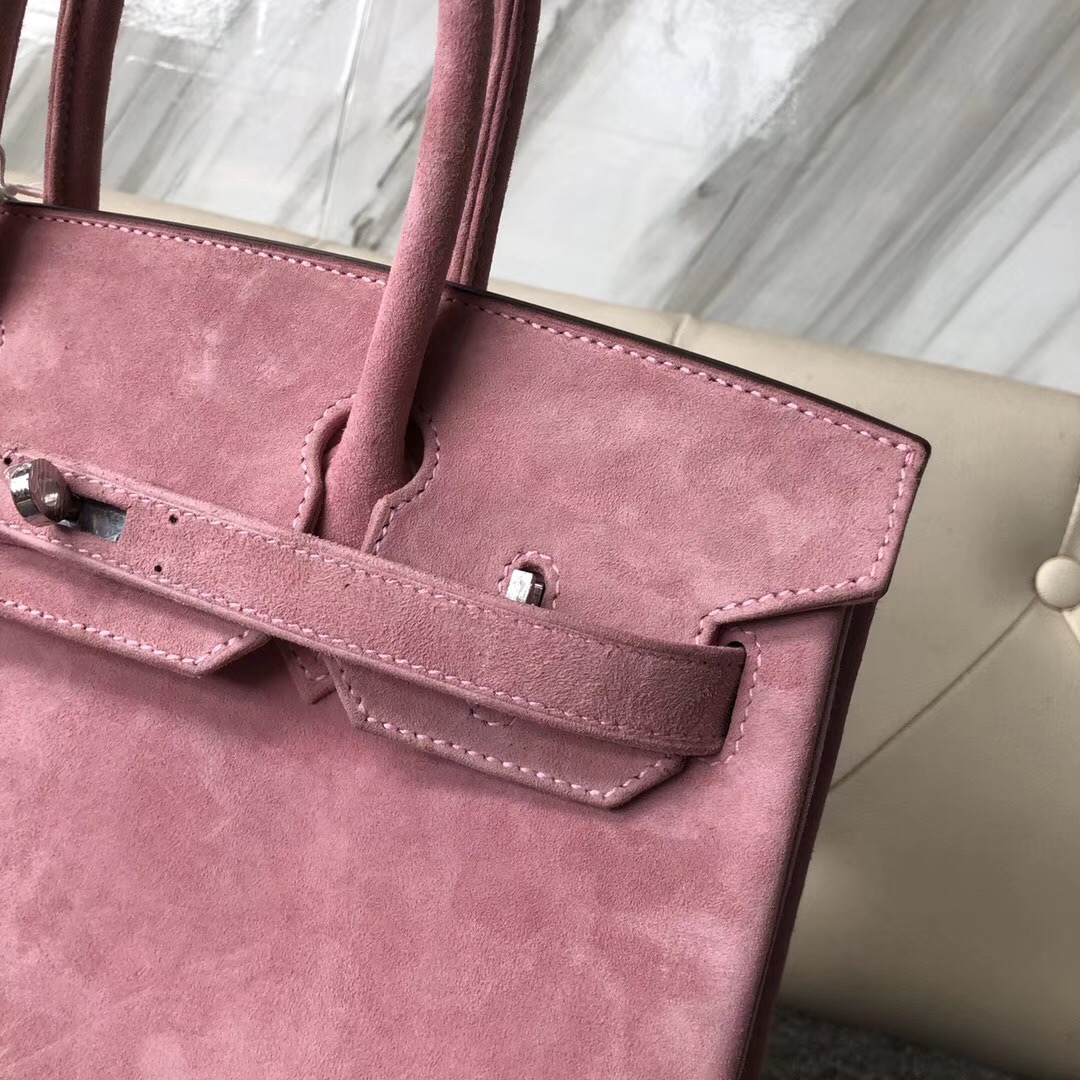 Hong Kong Hermes Birkin 30cm 麂皮 羊皮反絨 1Q Rose Confetti 奶昔粉