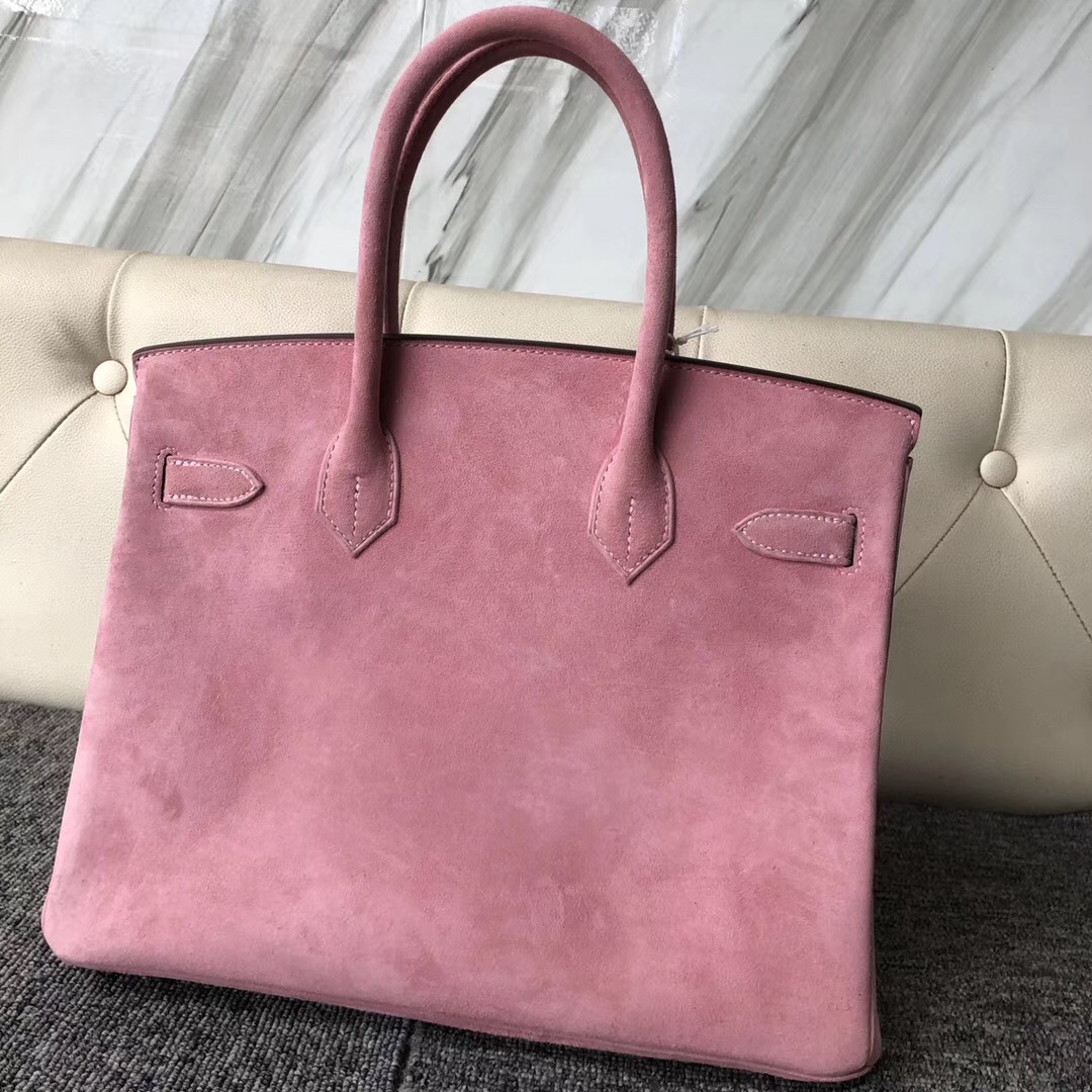 Hong Kong Hermes Birkin 30cm 麂皮 羊皮反絨 1Q Rose Confetti 奶昔粉