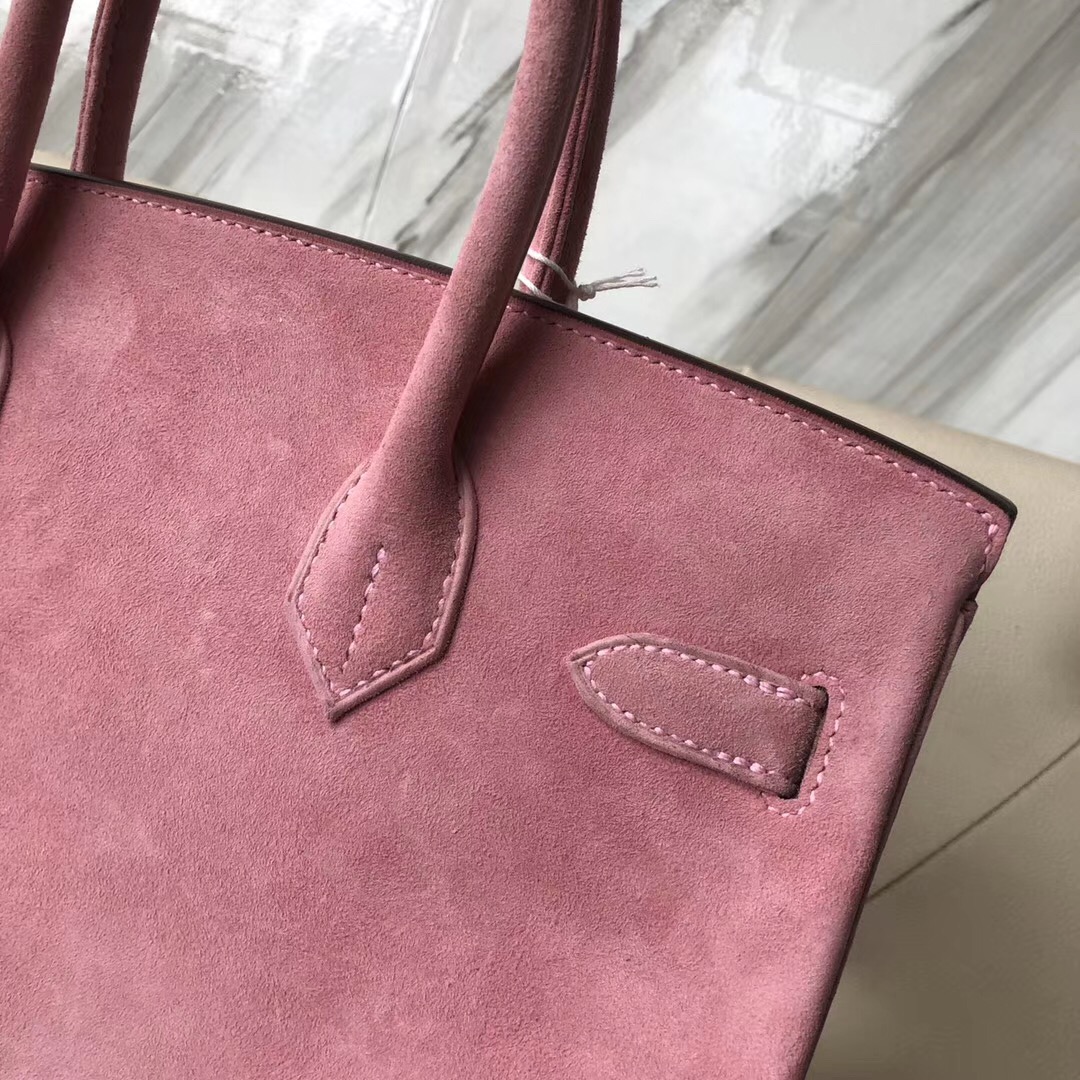 Hong Kong Hermes Birkin 30cm 麂皮 羊皮反絨 1Q Rose Confetti 奶昔粉