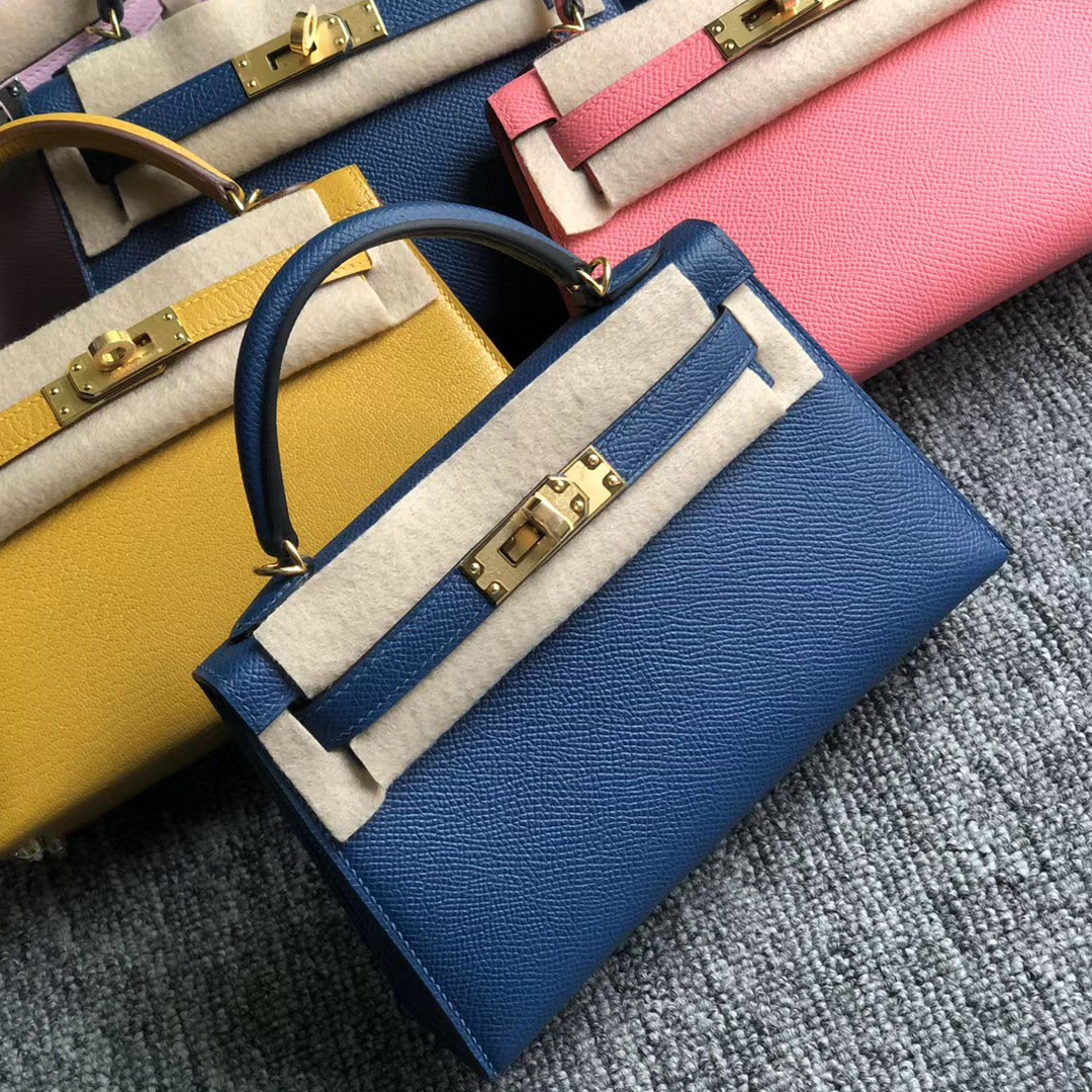 香港南區愛馬仕迷妳凱莉包 Hermes Kelly Mini 2代 Epsom S4深邃藍 deep blue