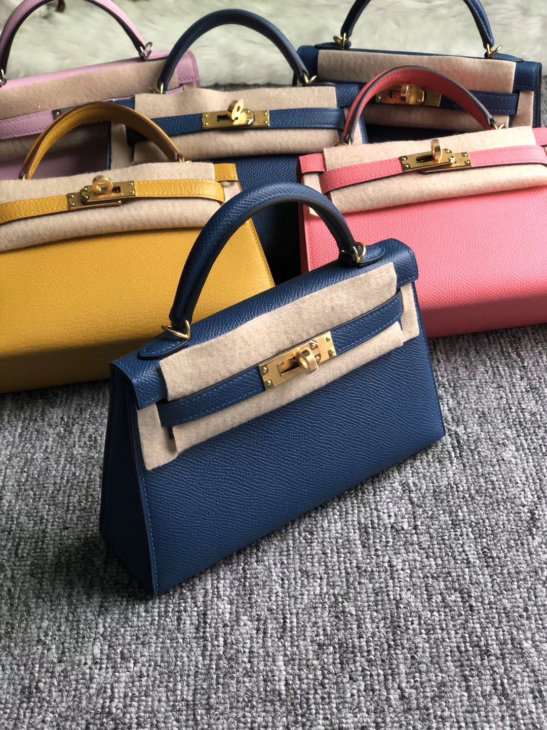 香港南區愛馬仕迷妳凱莉包 Hermes Kelly Mini 2代 Epsom S4深邃藍 deep blue