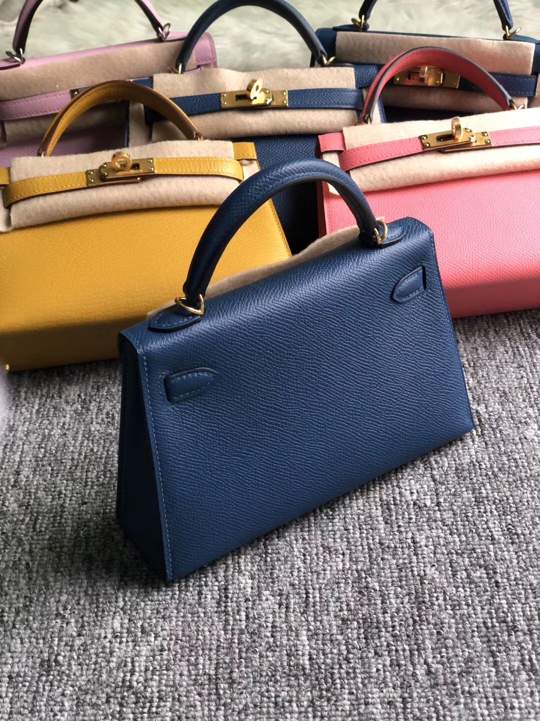 香港南區愛馬仕迷妳凱莉包 Hermes Kelly Mini 2代 Epsom S4深邃藍 deep blue