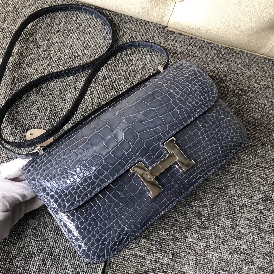 Hermes Constance 26cm Alligator Crocodile N7 Blue Tempete 風暴藍