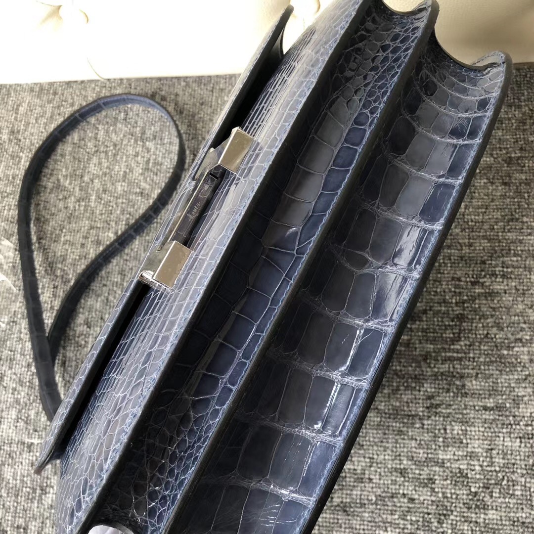 Hermes Constance 26cm Alligator Crocodile N7 Blue Tempete 風暴藍