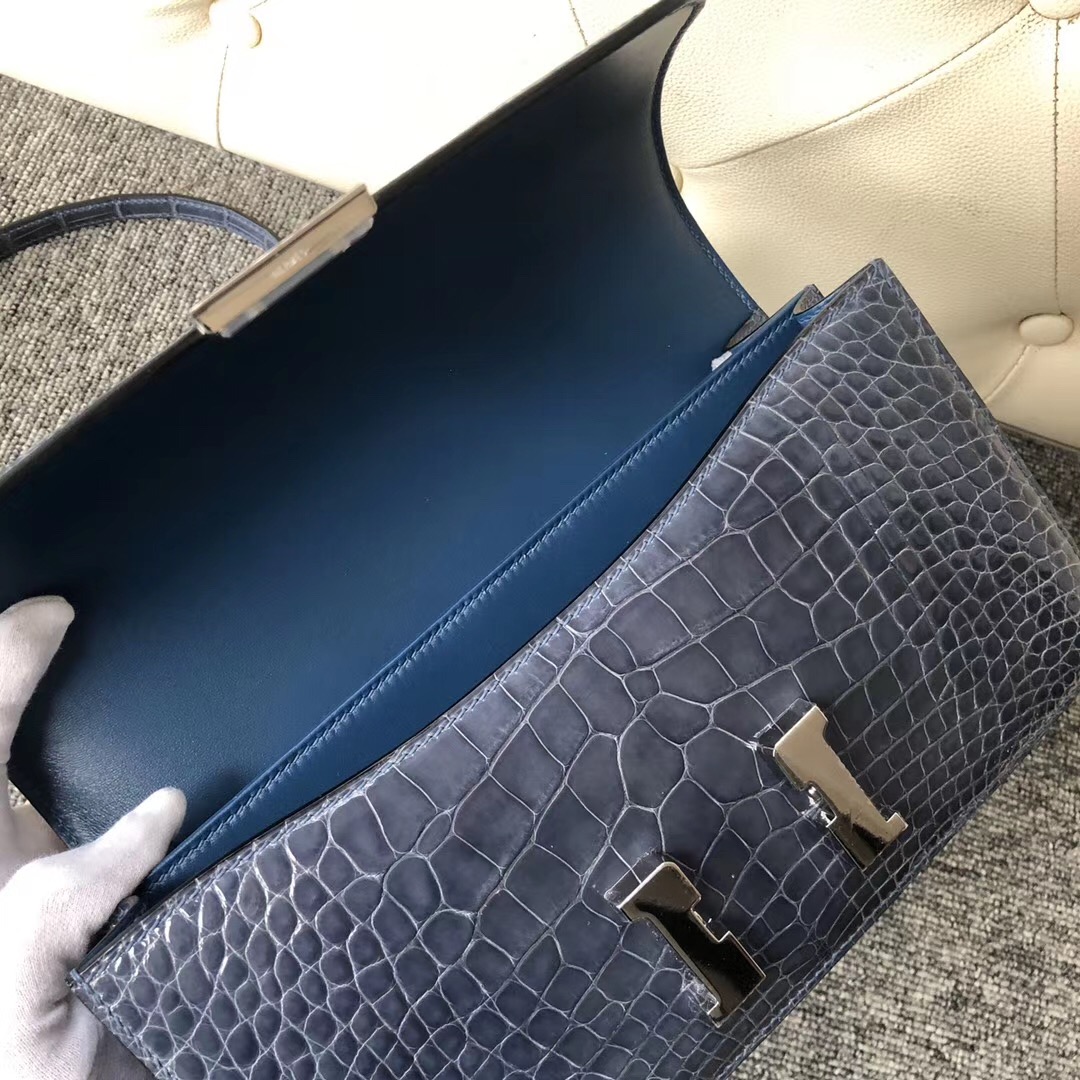 Hermes Constance 26cm Alligator Crocodile N7 Blue Tempete 風暴藍