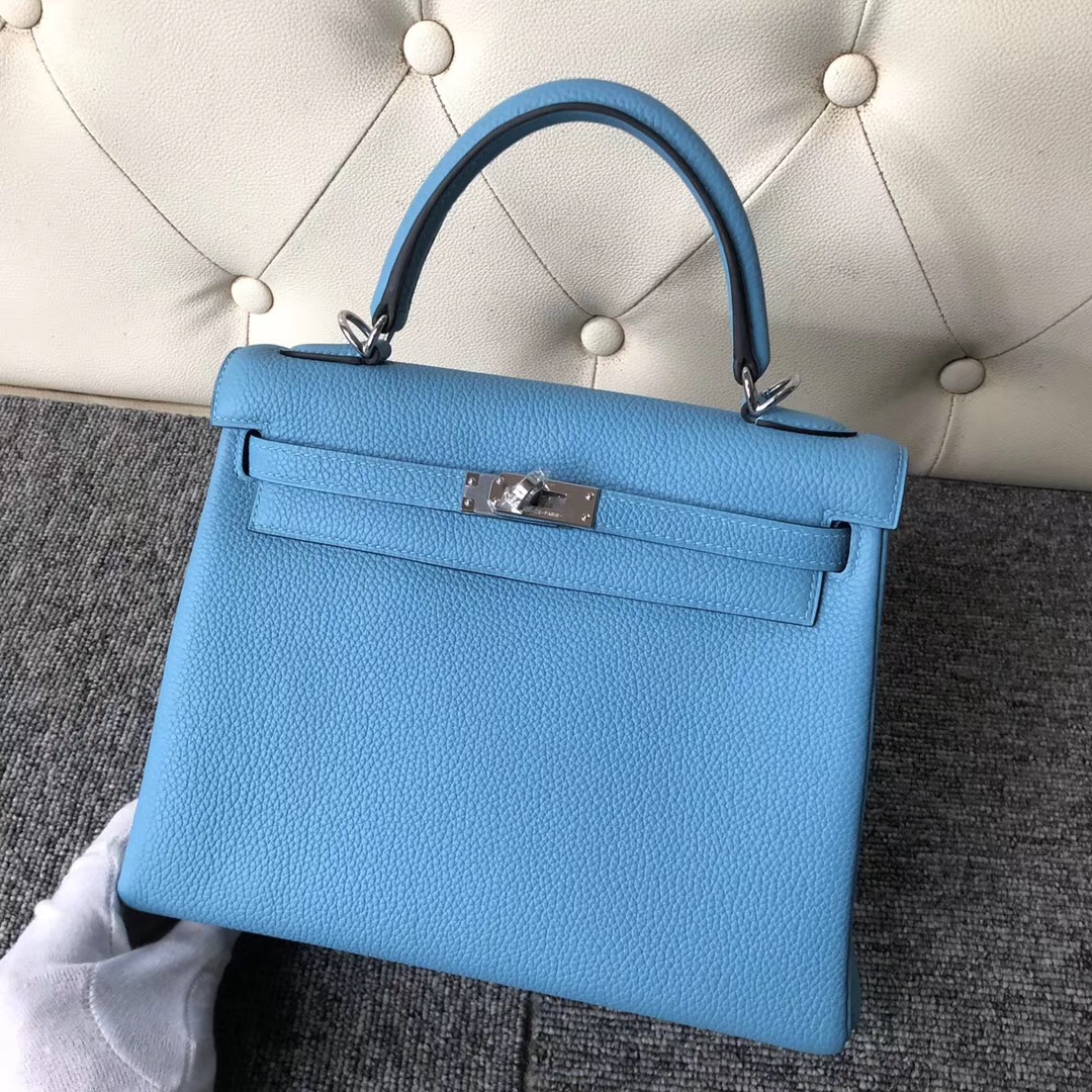 香港沙田區愛馬仕凱莉包定制 Hermes Kelly 25cm togo p3北方藍 Blue de nord