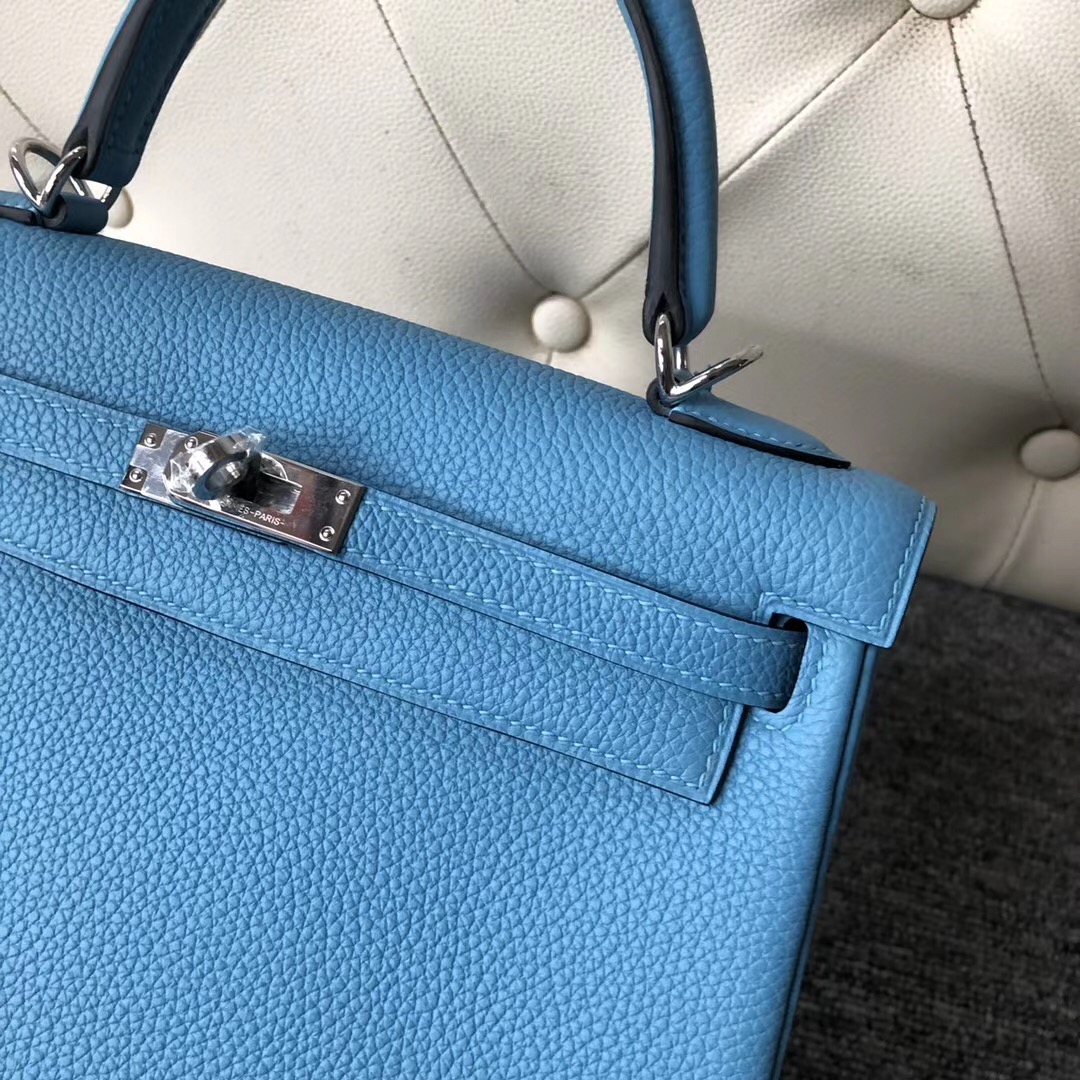 香港沙田區愛馬仕凱莉包定制 Hermes Kelly 25cm togo p3北方藍 Blue de nord