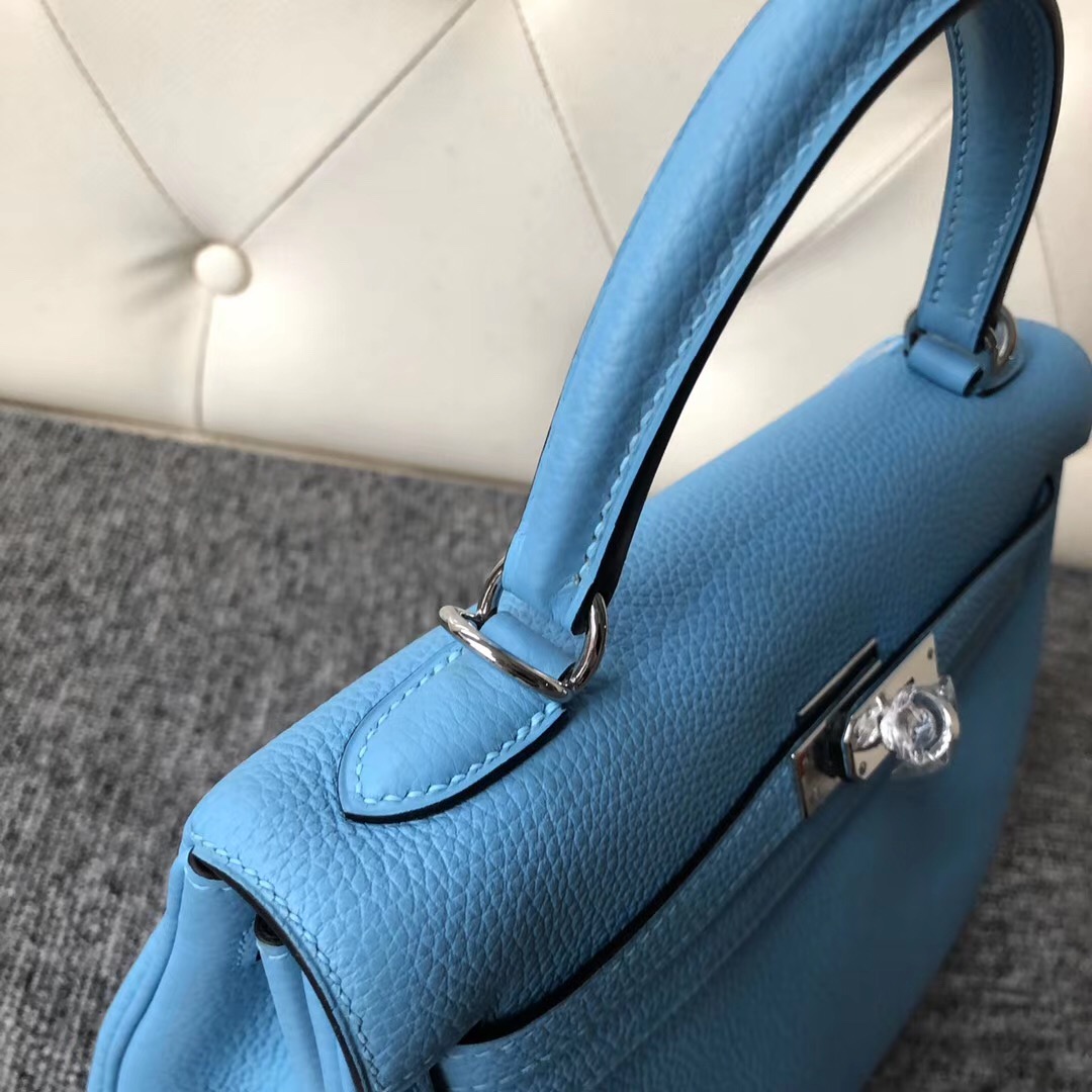 香港沙田區愛馬仕凱莉包定制 Hermes Kelly 25cm togo p3北方藍 Blue de nord