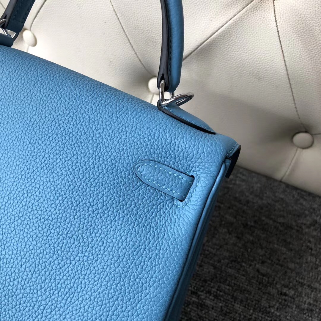 香港沙田區愛馬仕凱莉包定制 Hermes Kelly 25cm togo p3北方藍 Blue de nord