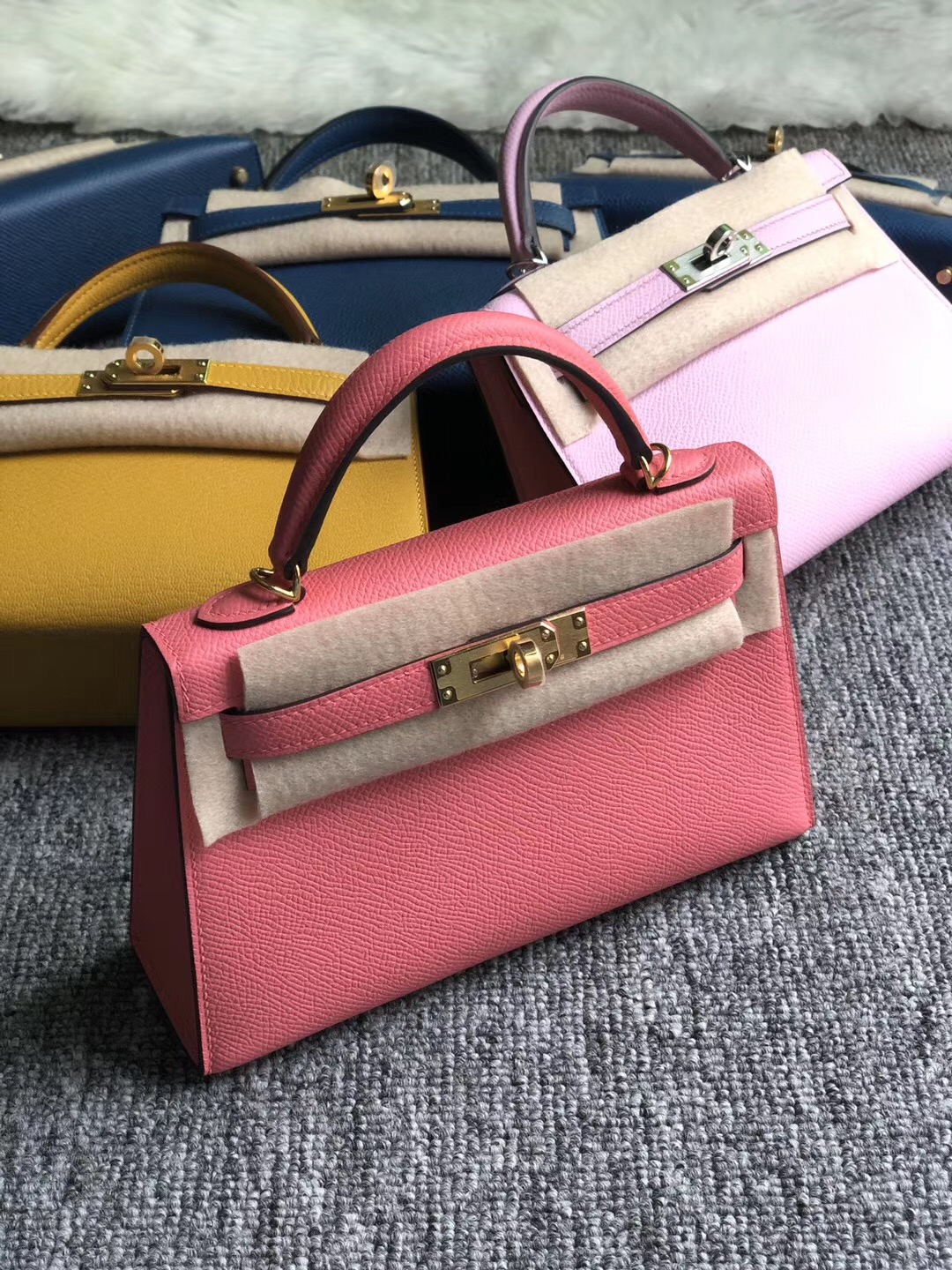 Hong Kong Hermes Kelly Mini 2 代 Epsom 8W Rose Azalee 新唇膏粉