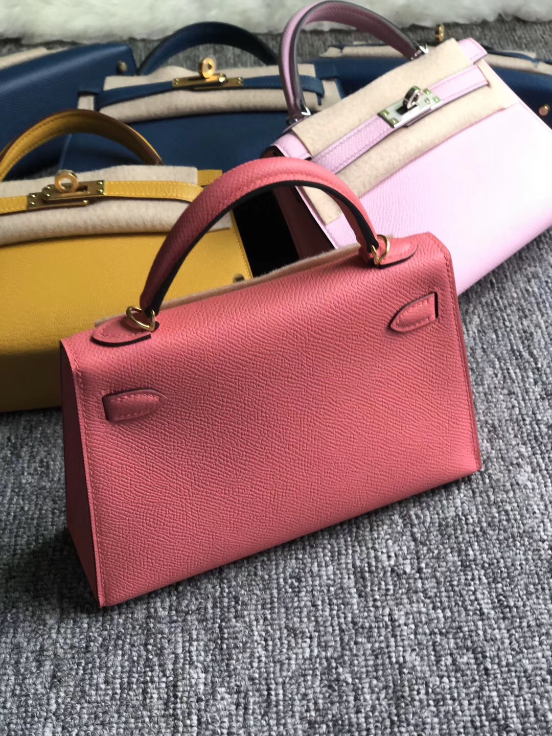 Hong Kong Hermes Kelly Mini 2 代 Epsom 8W Rose Azalee 新唇膏粉