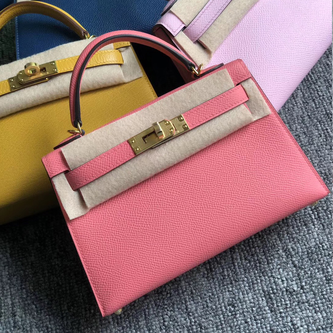 Hong Kong Hermes Kelly Mini 2 代 Epsom 8W Rose Azalee 新唇膏粉