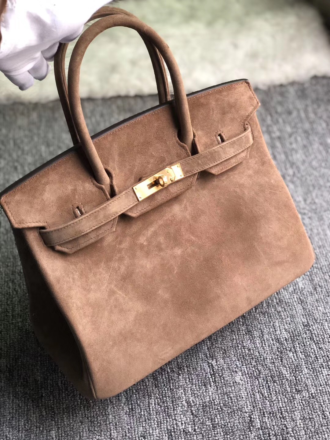 香港元朗區愛馬仕 Hermes Birkin 30cm 麂皮 羊皮反絨 CK18 Etoupe 大象灰