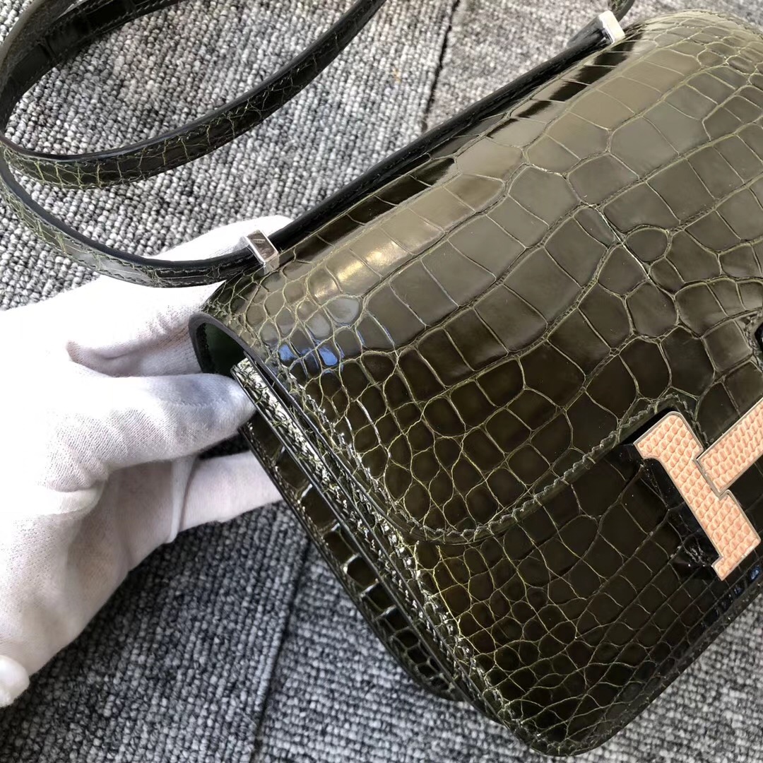 Hermes Constance 19cm Crocodile 6H Olive green 橄欖綠 CK14 beige 蜥蜴扣