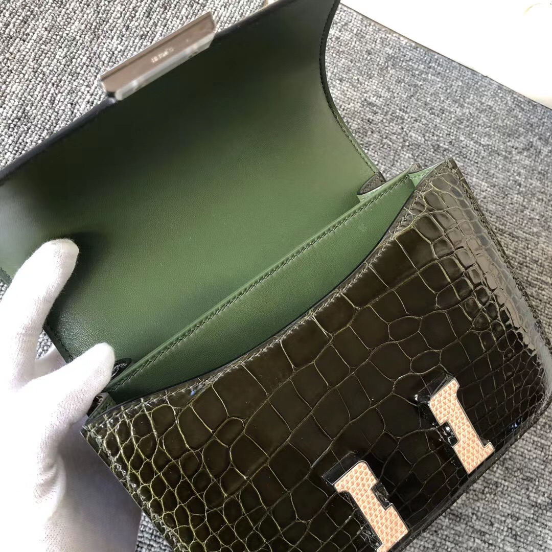 Hermes Constance 19cm Crocodile 6H Olive green 橄欖綠 CK14 beige 蜥蜴扣