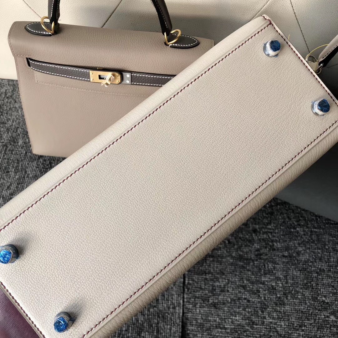 臺灣嘉義市 Hermes Kelly 25cm Chevre CK10 Craie L3 Rose Purple