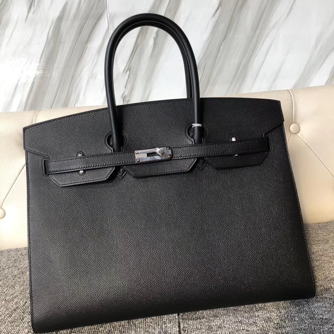 臺灣臺中市Hermes Birkin Sellier 35cm 外縫 Epsom CK89 black 黑色