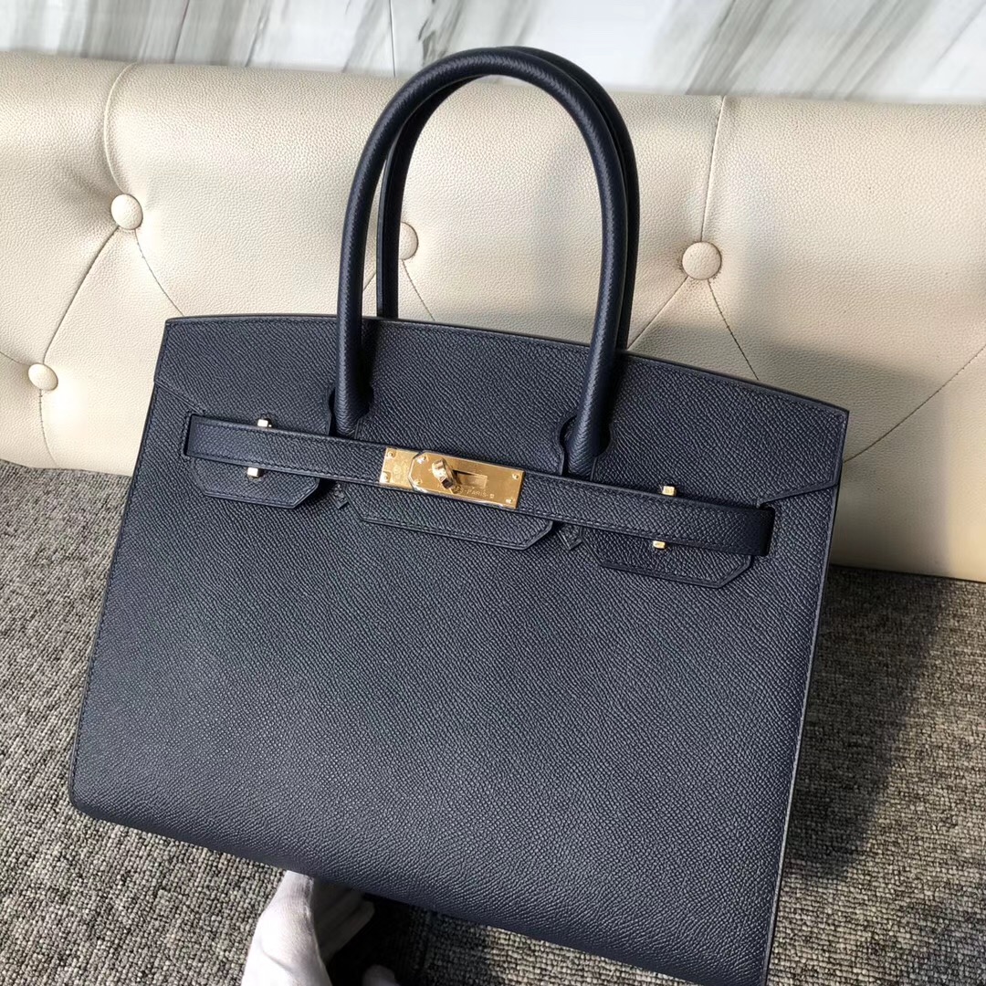 臺灣臺北市 Hermes Birkin Sellier 30cm 外縫 Ck76 Blue Indigo 3Q Rose Sakura