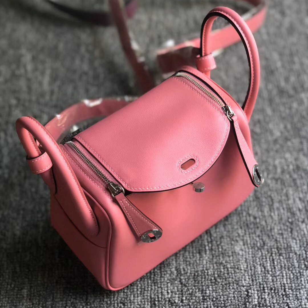 香港北區愛馬仕mini lindy多少錢 Hermes Lindy mini 8W Rose Azalee 新唇膏粉