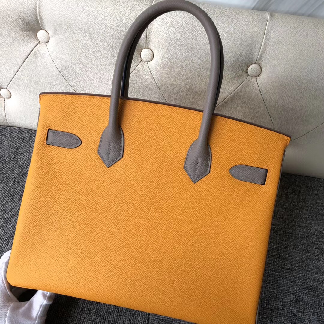 Hermes Birkin 30cm Hss So 9V太陽黃/M8瀝青灰 Griss Asphalte 拉絲金扣