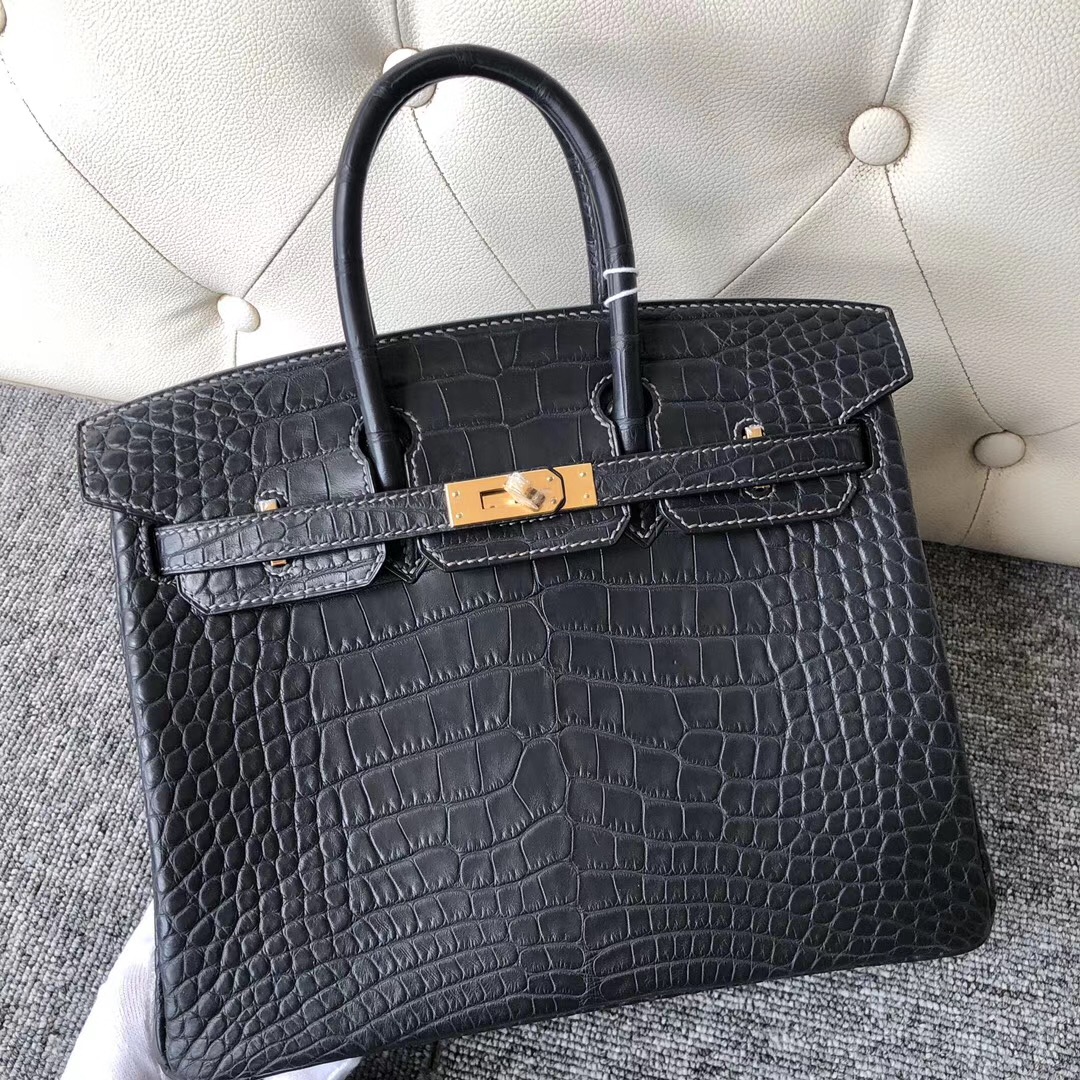 香港屯門區愛馬仕 Hermes Birkin 25cm 美洲鱷 CK88 Graphite 石墨灰 24k 金