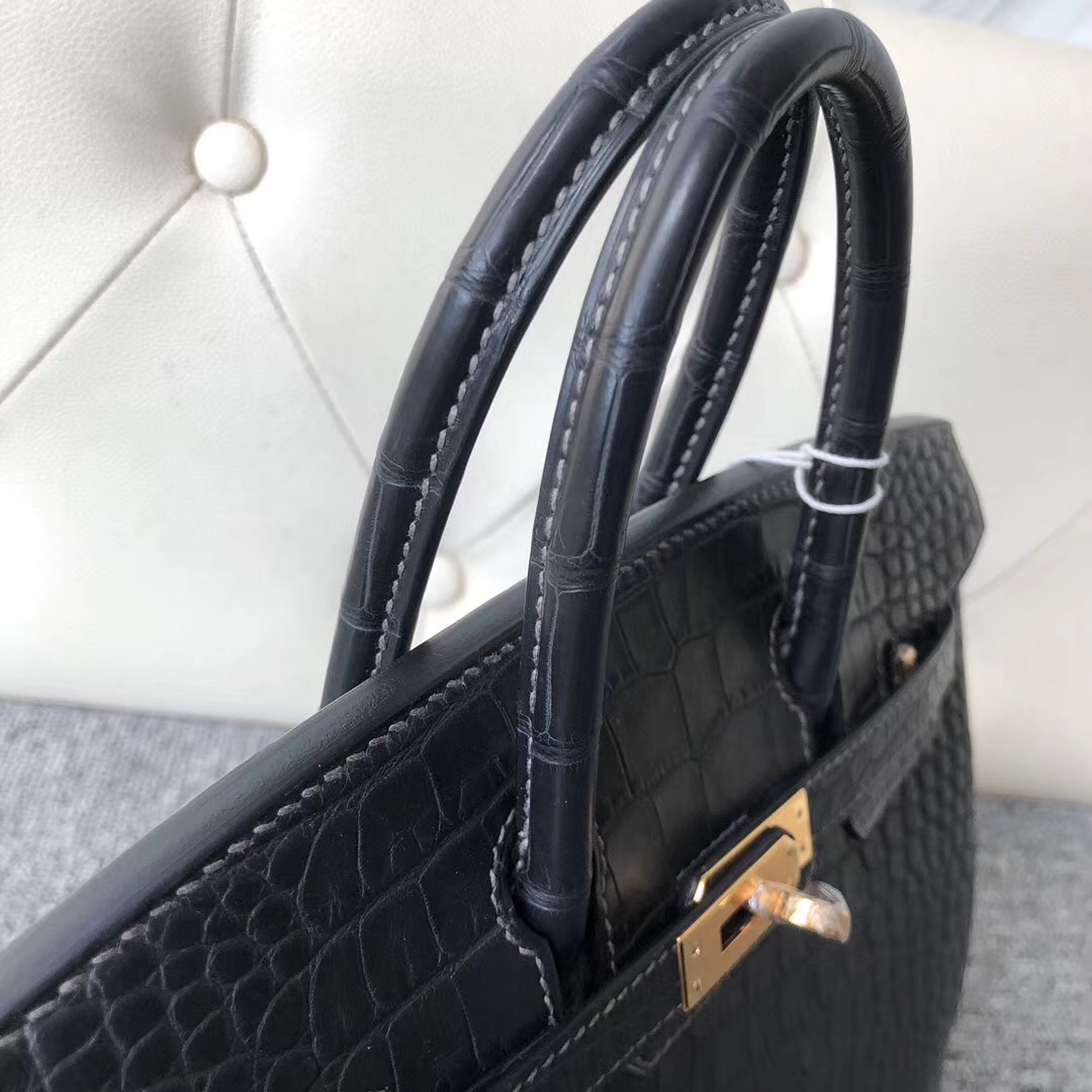 香港屯門區愛馬仕 Hermes Birkin 25cm 美洲鱷 CK88 Graphite 石墨灰 24k 金