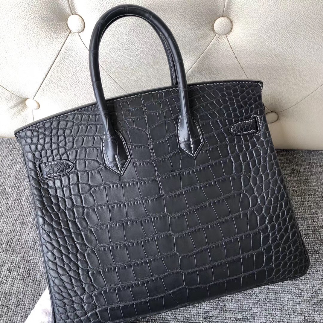 香港屯門區愛馬仕 Hermes Birkin 25cm 美洲鱷 CK88 Graphite 石墨灰 24k 金