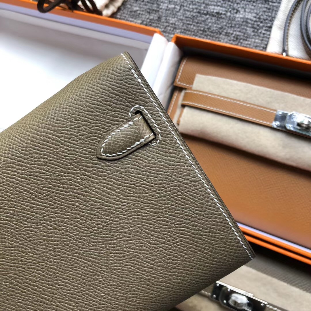 Hermes Portefeuille Kelly Classique To Go CK18 Etoupe 大象灰