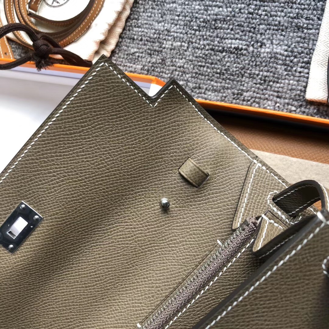 Hermes Portefeuille Kelly Classique To Go CK18 Etoupe 大象灰