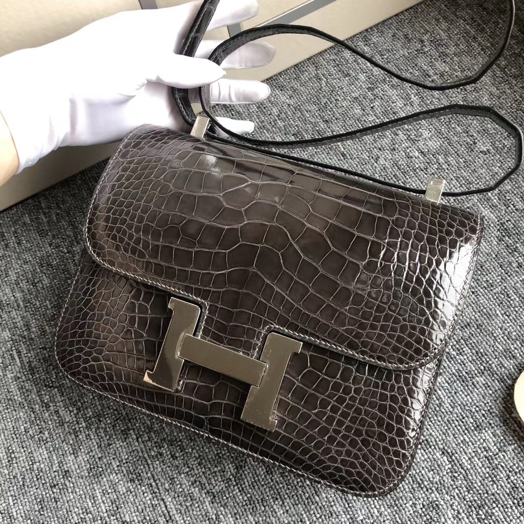 香港九龍半島愛馬仕 Hermes Constance 24cm CK88 Graphite 石墨灰美洲鱷