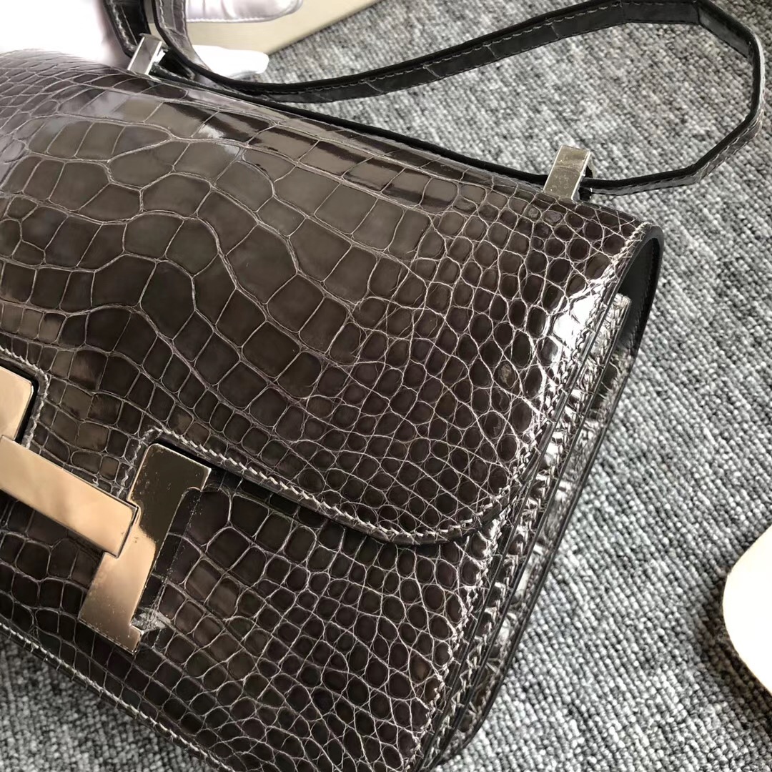 香港九龍半島愛馬仕 Hermes Constance 24cm CK88 Graphite 石墨灰美洲鱷