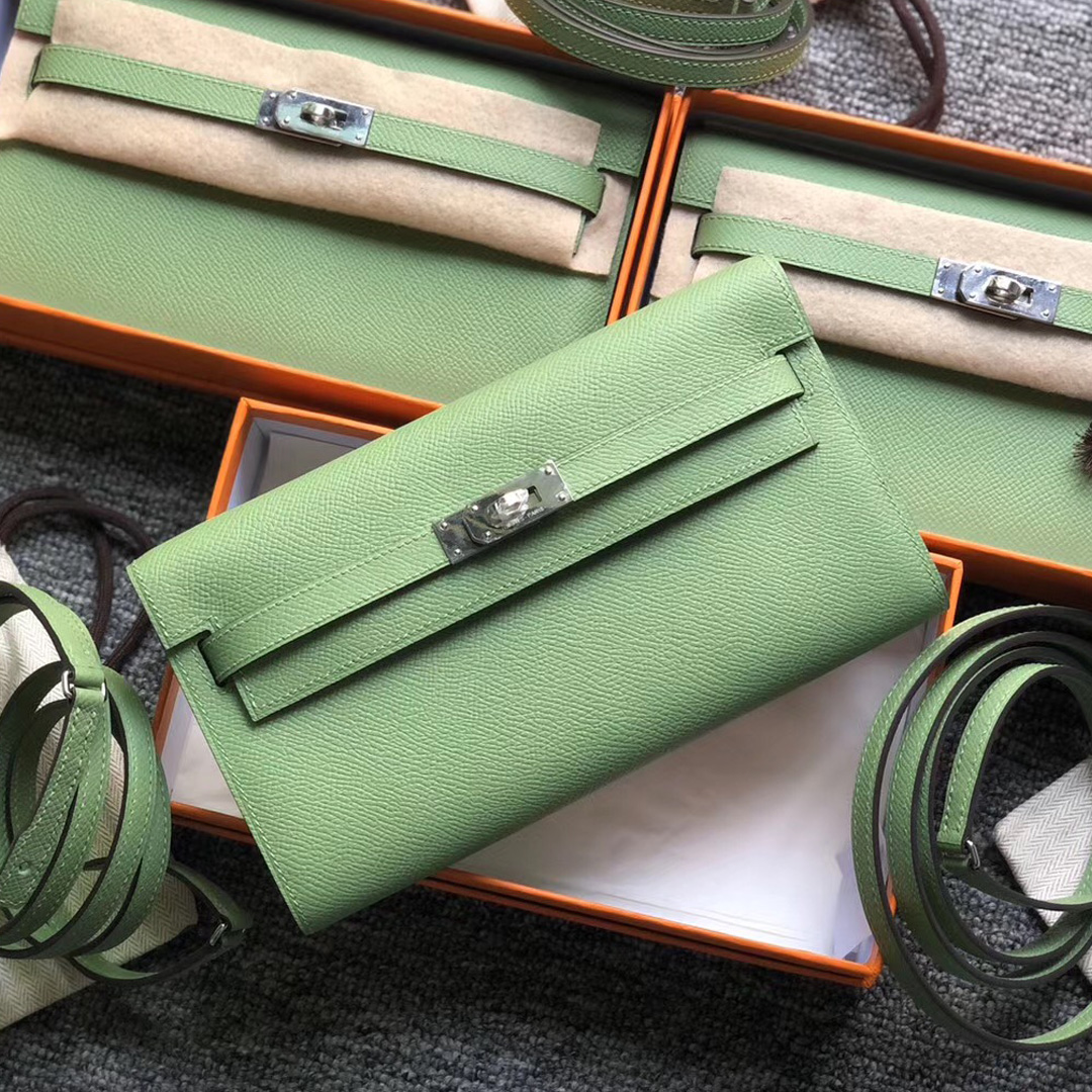 Hermes Kelly to go woc 3i Vert Criquet 牛油果綠 拼 t0 霧藍色 blue brume