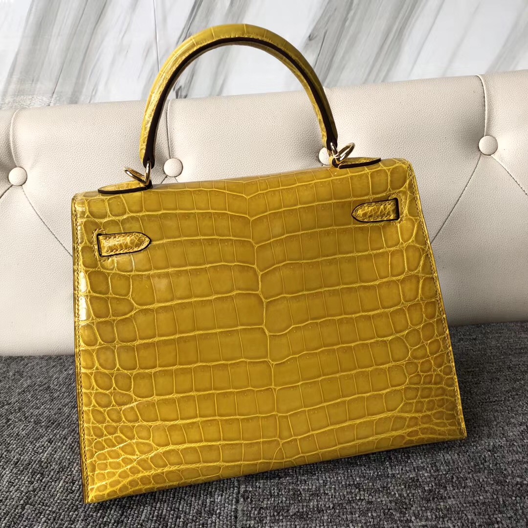 Hermes Kelly 25cm 尼羅鱷 shiny nilo crocodile 9R Lime 檸檬黃