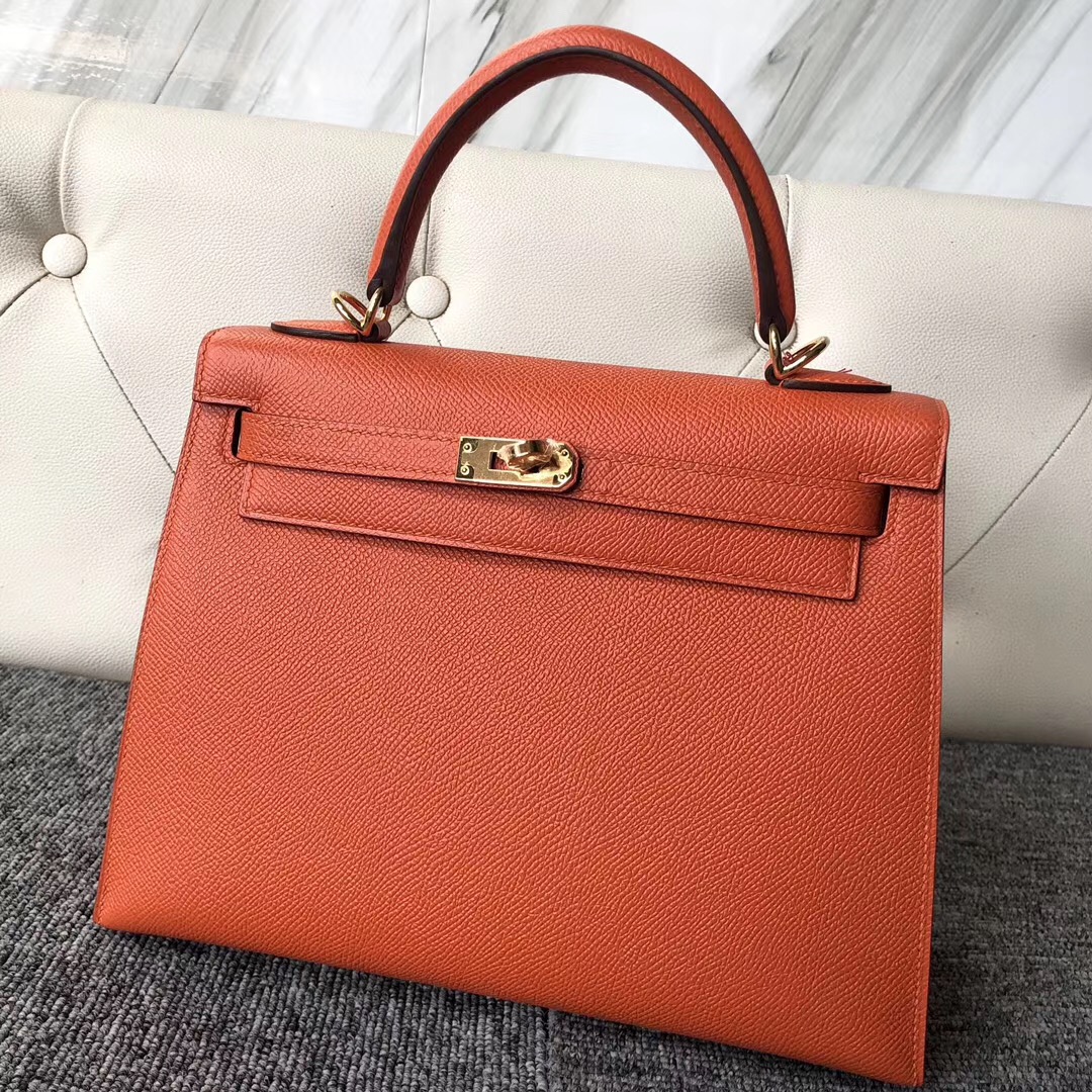 阿聯酋愛馬仕專賣店 Dubai Hermes Kelly 25 cm Epsom 9T Capucine 火焰橙