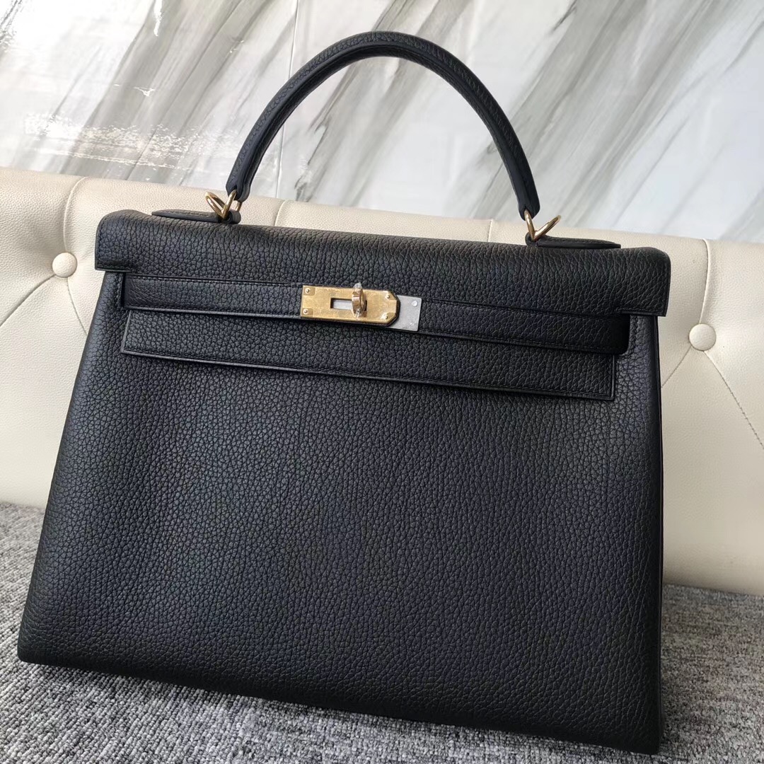 Hermes Kelly 32cm Togo Cow Cervicalis Lines CK89 Black 黑色