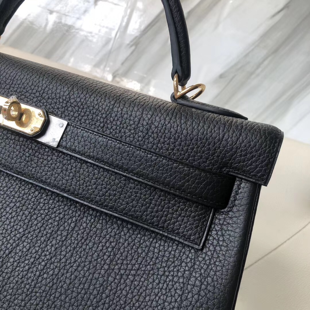 Hermes Kelly 32cm Togo Cow Cervicalis Lines CK89 Black 黑色